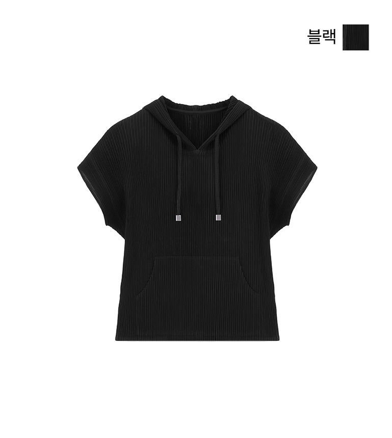 [최초가69,900]X요이츠 26SS 플리츠 후드 스트링 블라우스