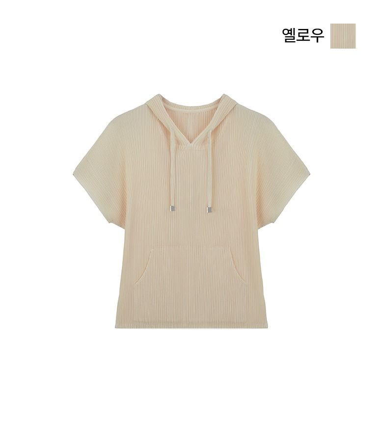 [최초가69,900]X요이츠 26SS 플리츠 후드 스트링 블라우스