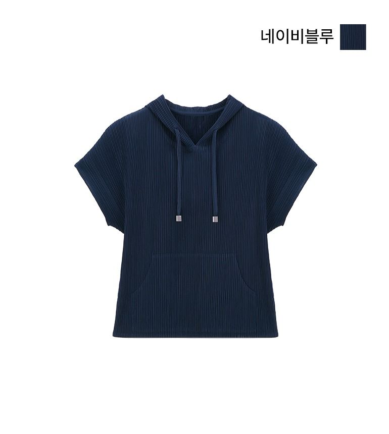 [최초가69,900]X요이츠 26SS 플리츠 후드 스트링 블라우스