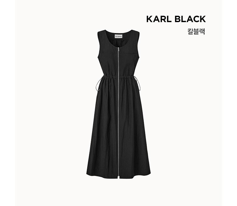 칼라거펠트 25SS 슬리브리스 집업 원피스