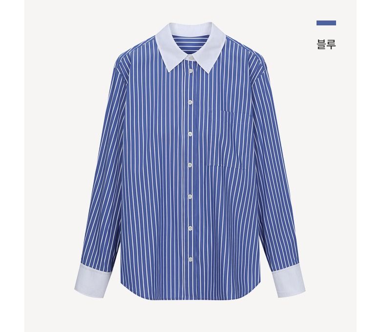 [최초가 59,900원]배색 스트라이프 셔츠