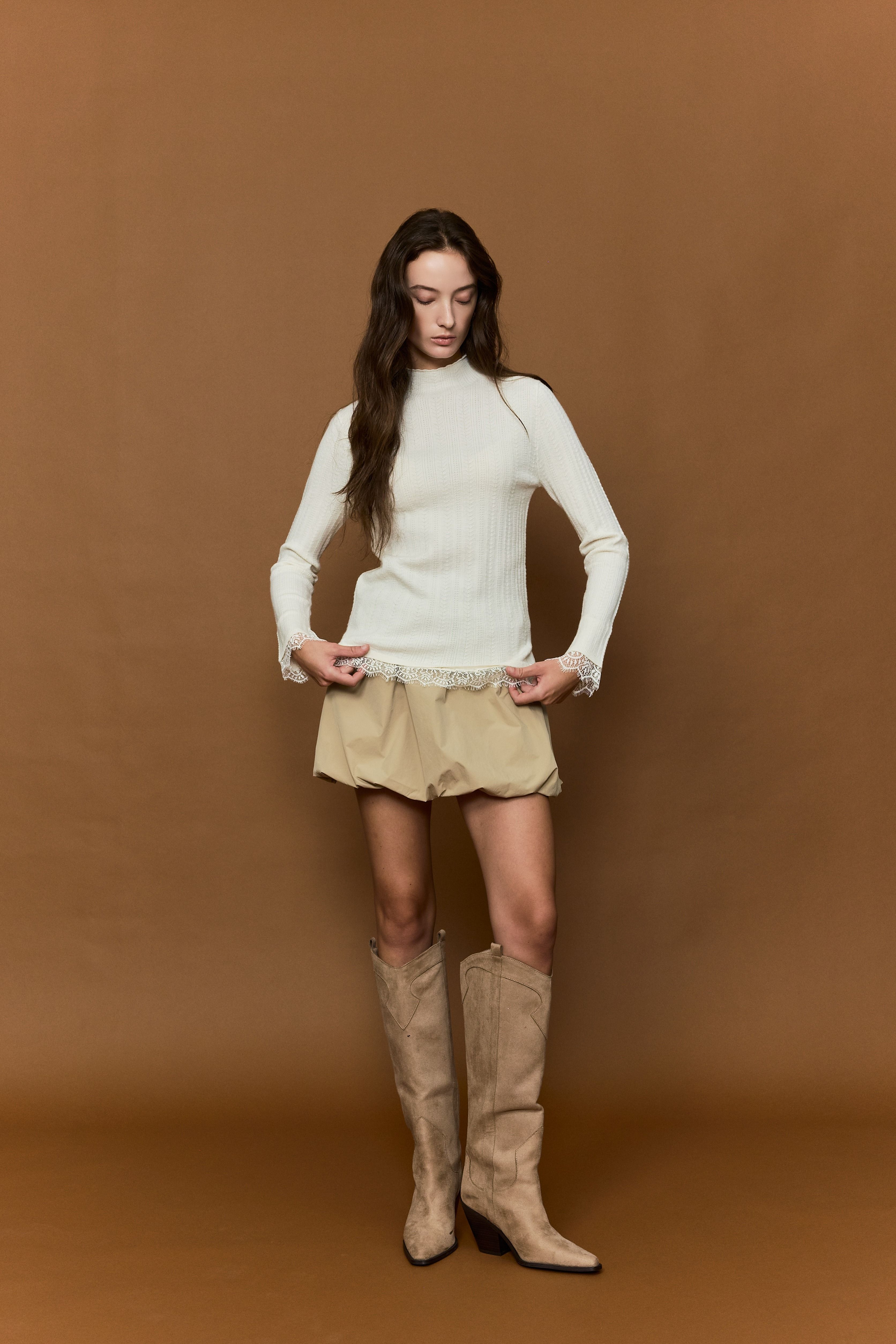 [미리주문10%] 26FW 울 블렌드 레이스 커프스 니트 3종