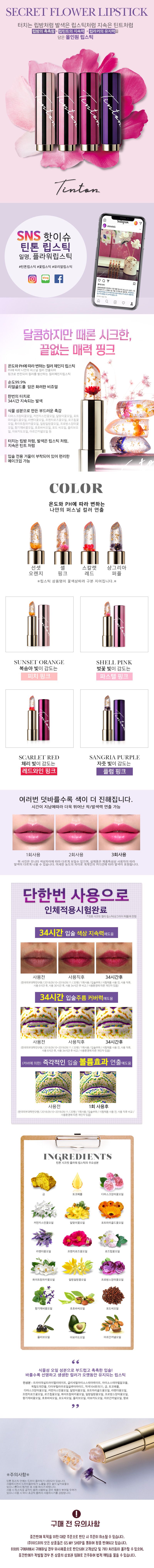 틴톤 꽃 립스틱 4개+크리스탈 립스틱 1개+아가타백 1종