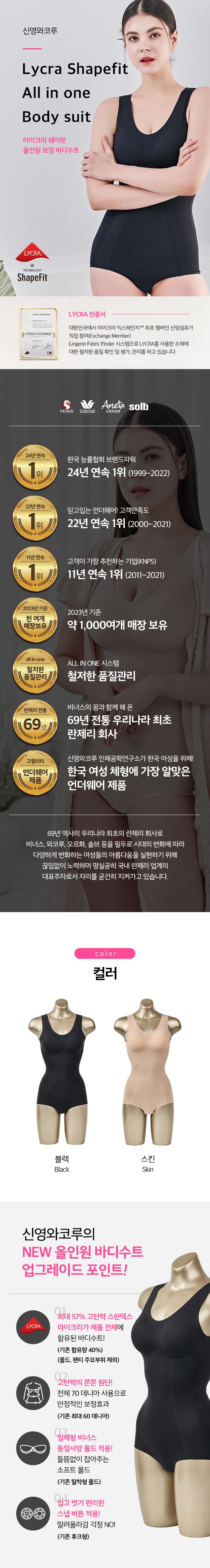 [23SS] 신영와코루 라이크라쉐이핏 바디수트 2종 패키지-F31