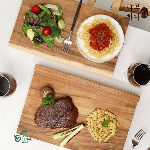 (전고객도마1종더)나무하나 원목도마 세트(대형+중형)+로즈우드 플레이팅 핸들 도마