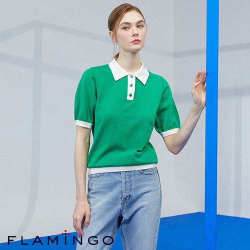[후라밍고] 23SS 프렌치 린넨 블렌딩 프레쉬  썸머  카라 니트 4종