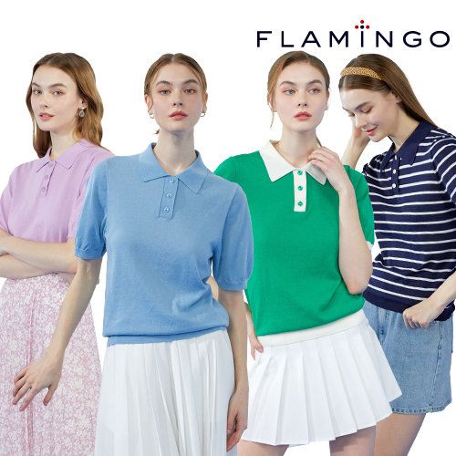 [후라밍고] 23SS 프렌치 린넨 블렌딩 프레쉬  썸머  카라 니트 4종