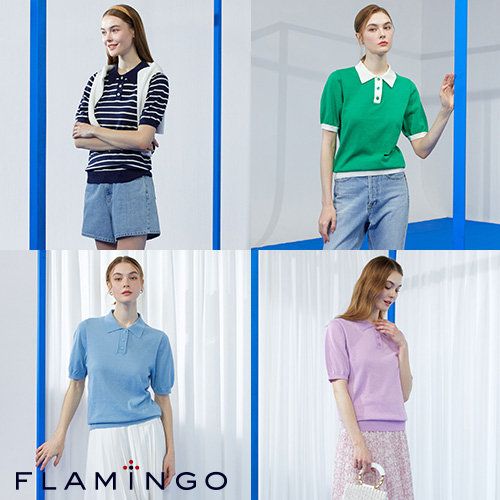 [후라밍고] 23SS 프렌치 린넨 블렌딩 프레쉬  썸머  카라 니트 4종