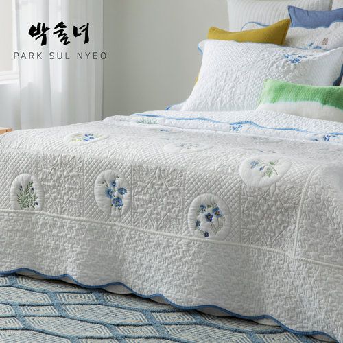 [슈퍼킹]방송에서만 3만원세일 /최신상 박술녀 화원 자수 퀼팅 광목 워싱 면 100% 침구풀세트