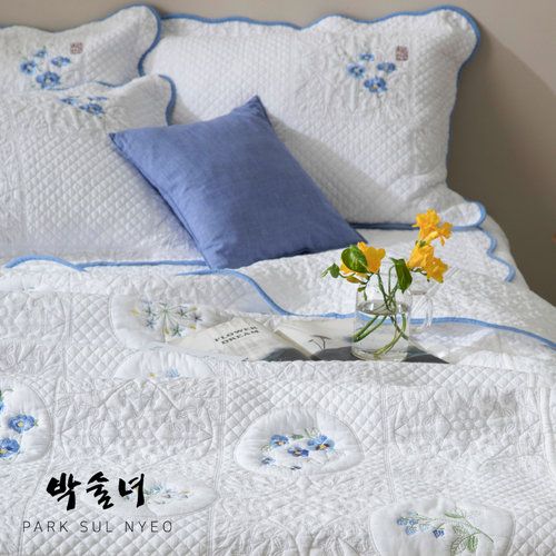 [슈퍼킹]방송에서만 3만원세일 /최신상 박술녀 화원 자수 퀼팅 광목 워싱 면 100% 침구풀세트