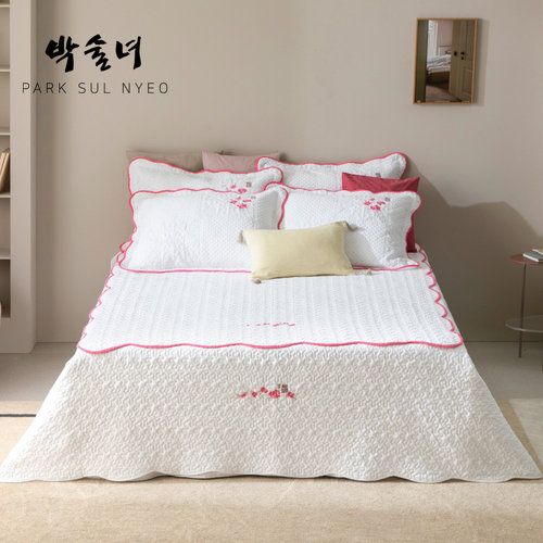 [슈퍼킹]방송에서만 3만원세일 /최신상 박술녀 화원 자수 퀼팅 광목 워싱 면 100% 침구풀세트