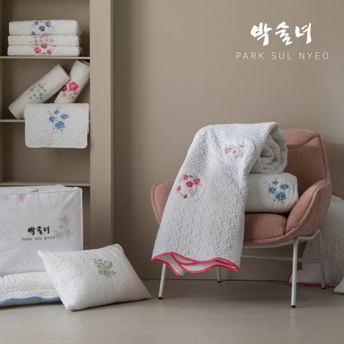 [슈퍼킹]방송에서만 3만원세일 /최신상 박술녀 화원 자수 퀼팅 광목 워싱 면 100% 침구풀세트