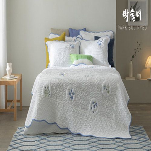 [슈퍼킹]방송에서만 3만원세일 /최신상 박술녀 화원 자수 퀼팅 광목 워싱 면 100% 침구풀세트