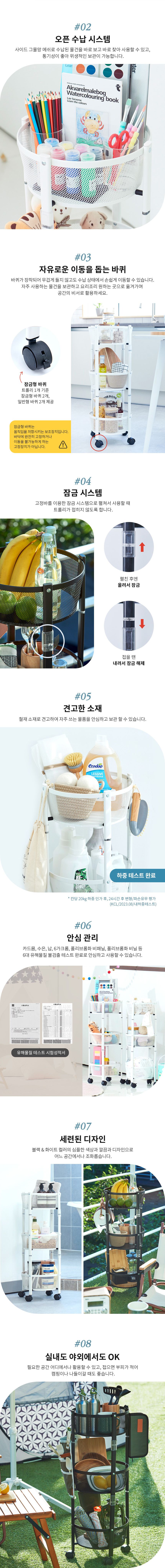 센스업 트위스트 철제 3단 트롤리 2세트