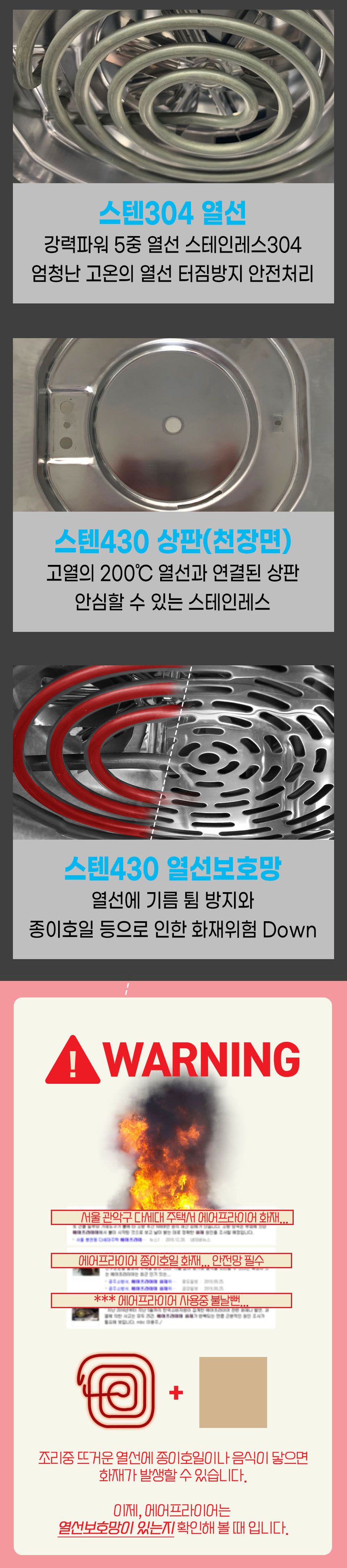 5L 대용량, 열선보호망 업그레이드 한경희 스텐304 바스켓 올스텐 에어프라이어 HE-A817