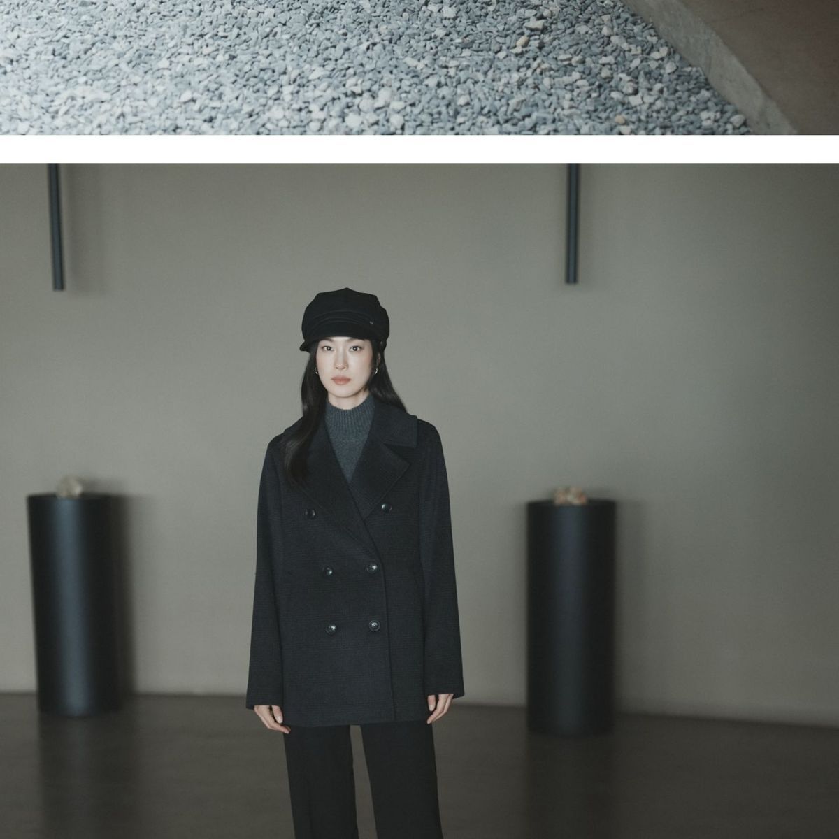 모르간 26FW 스탠딩 울 하프코트