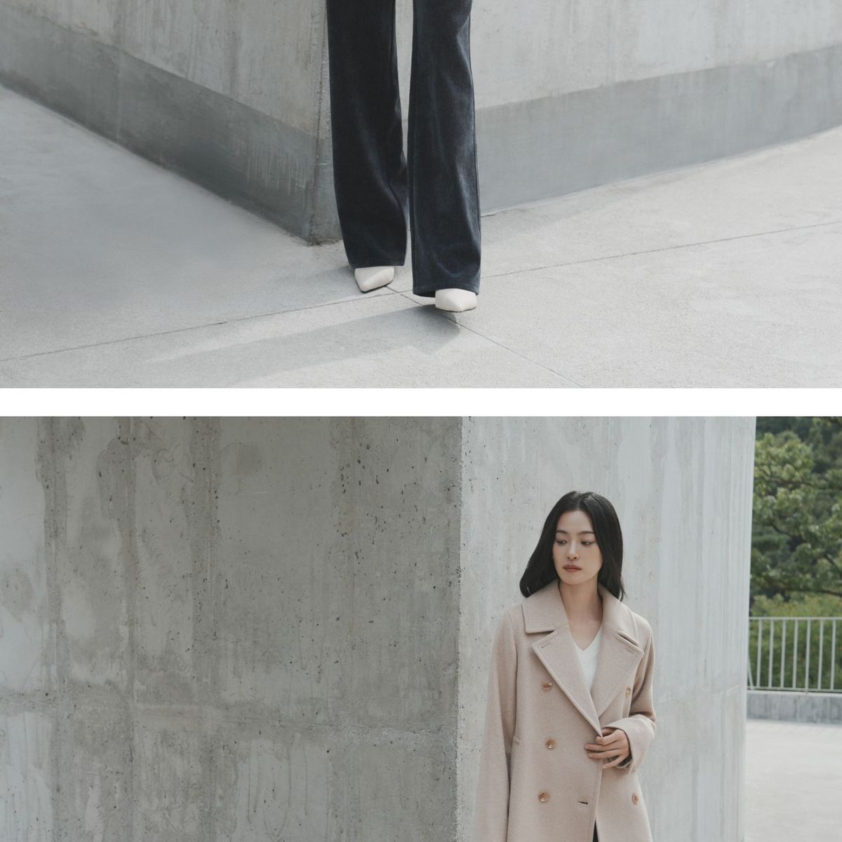 모르간 26FW 스탠딩 울 하프코트