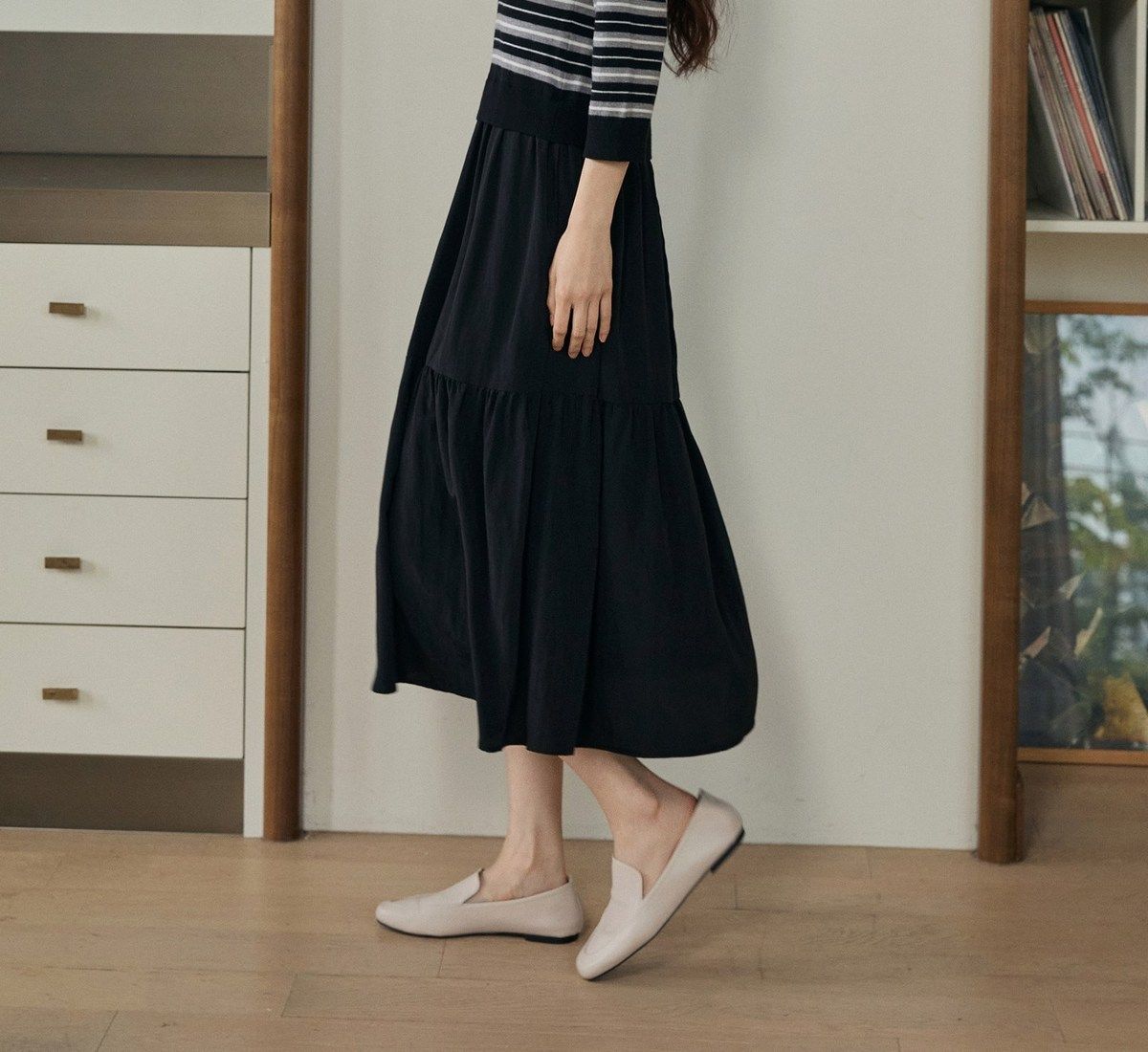 스튜디오디페 26FW 7부 스트라이프 원피스 2종