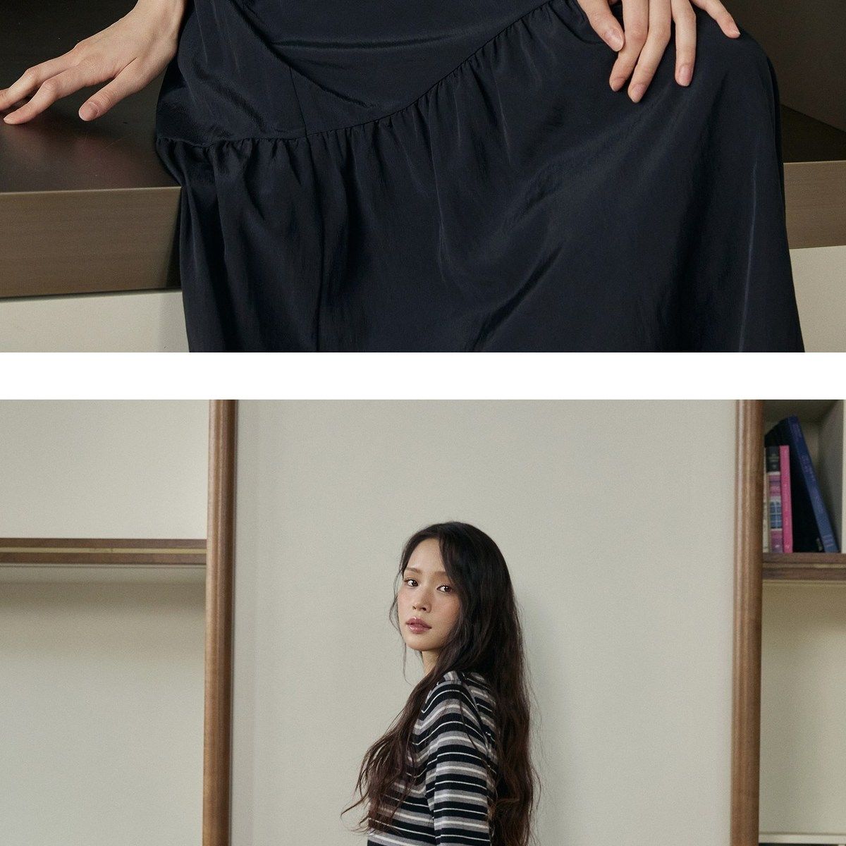 스튜디오디페 26FW 7부 스트라이프 원피스 2종