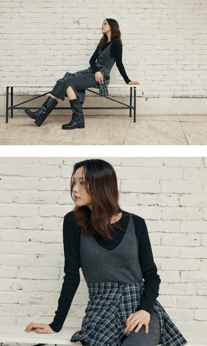 라삐아프 26FW 프린지 멀티 체크 아우터 셔츠 1종