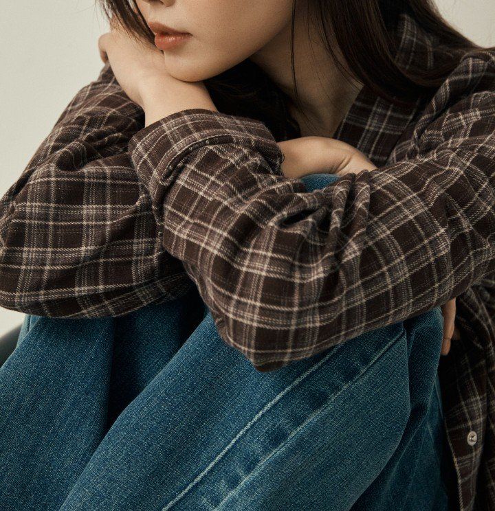 라삐아프 26FW 프린지 멀티 체크 아우터 셔츠 1종