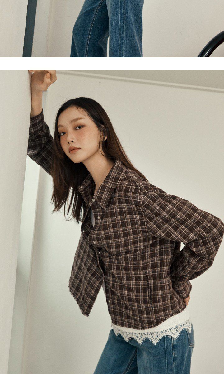 라삐아프 26FW 프린지 멀티 체크 아우터 셔츠 1종