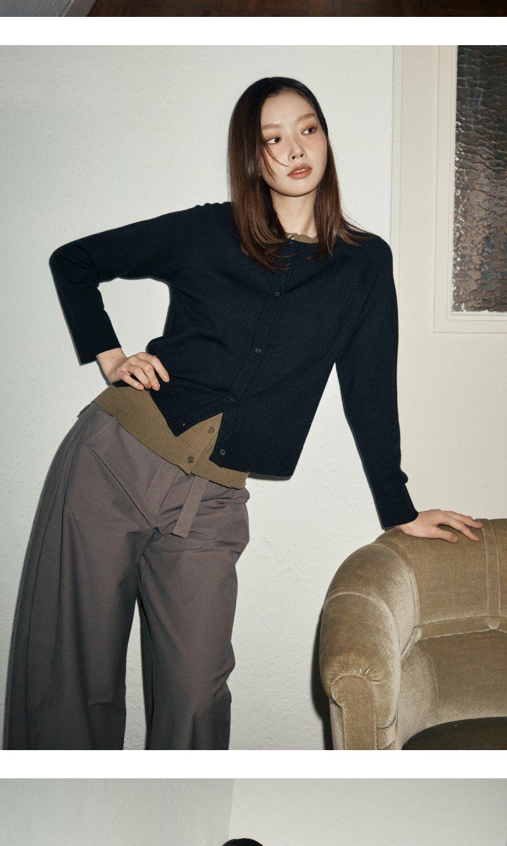 라삐아프 26FW 오픈업 베스트+가디건 레이어드 세트