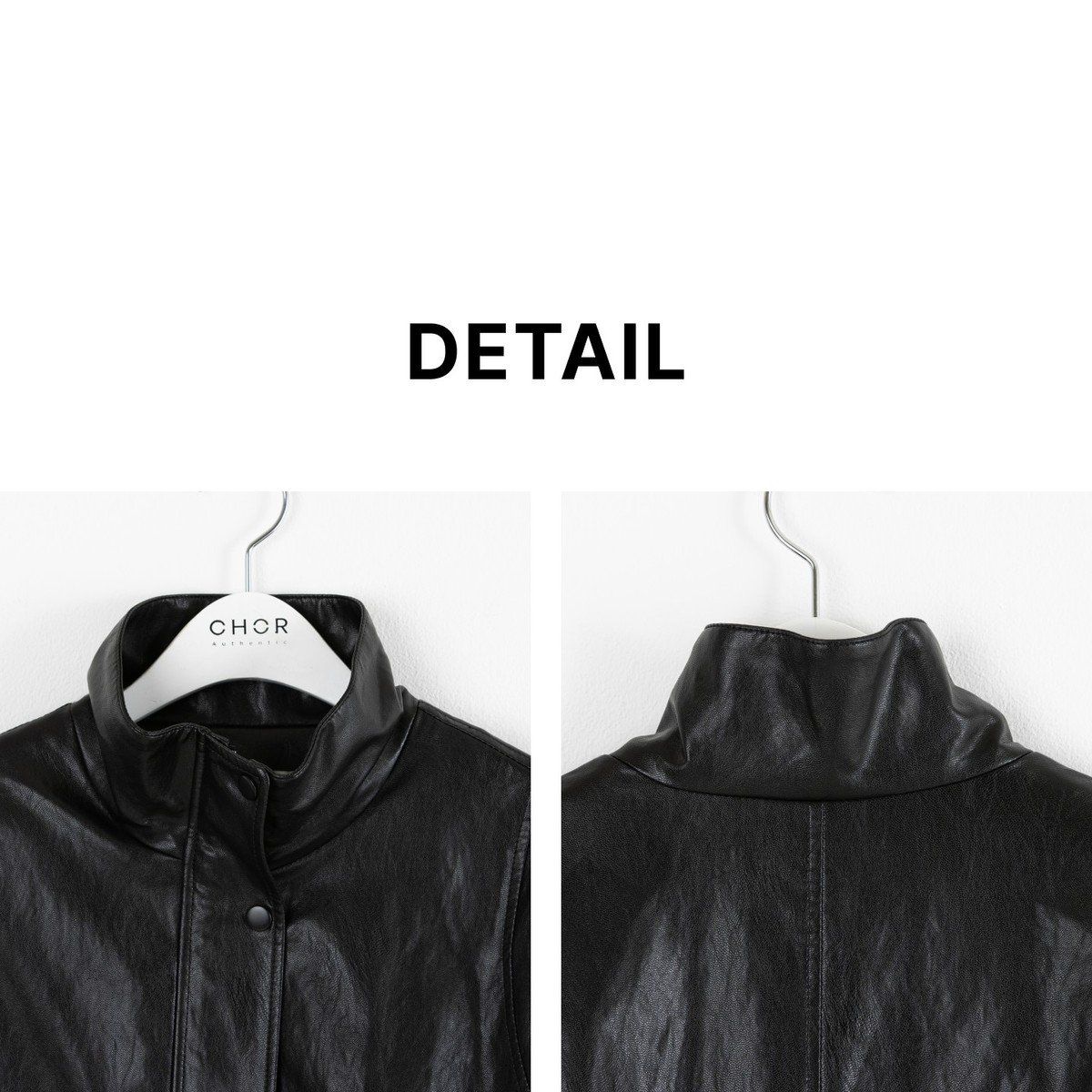 코어 어센틱 26FW 하이넥 FAUX 레더 블루종