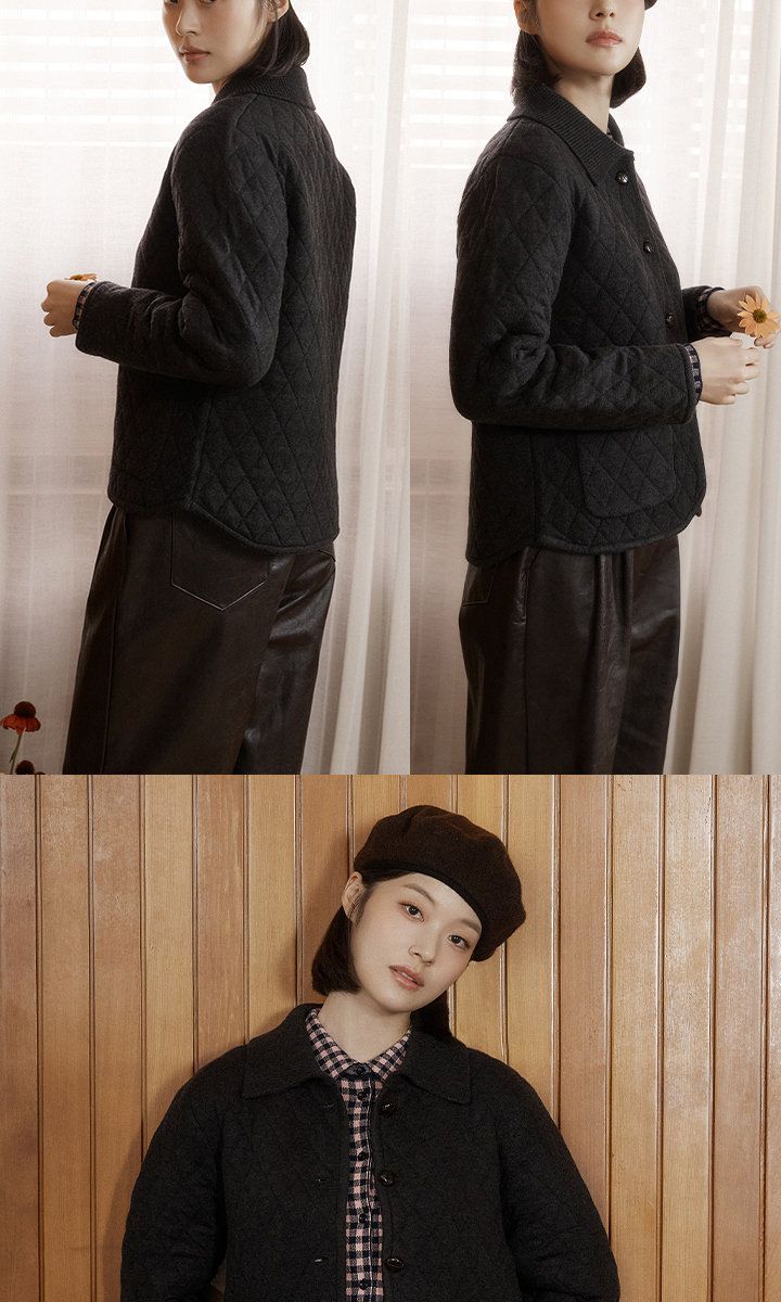 엔니튜드 26FW 울 니트 퀼팅 재킷