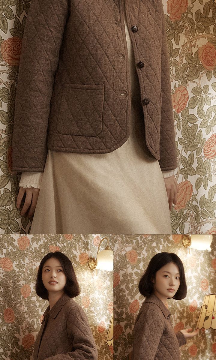 엔니튜드 26FW 울 니트 퀼팅 재킷