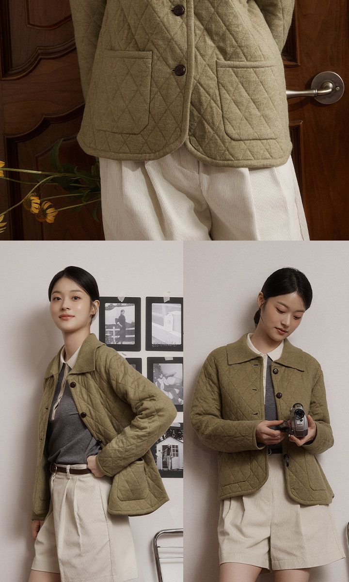 엔니튜드 26FW 울 니트 퀼팅 재킷