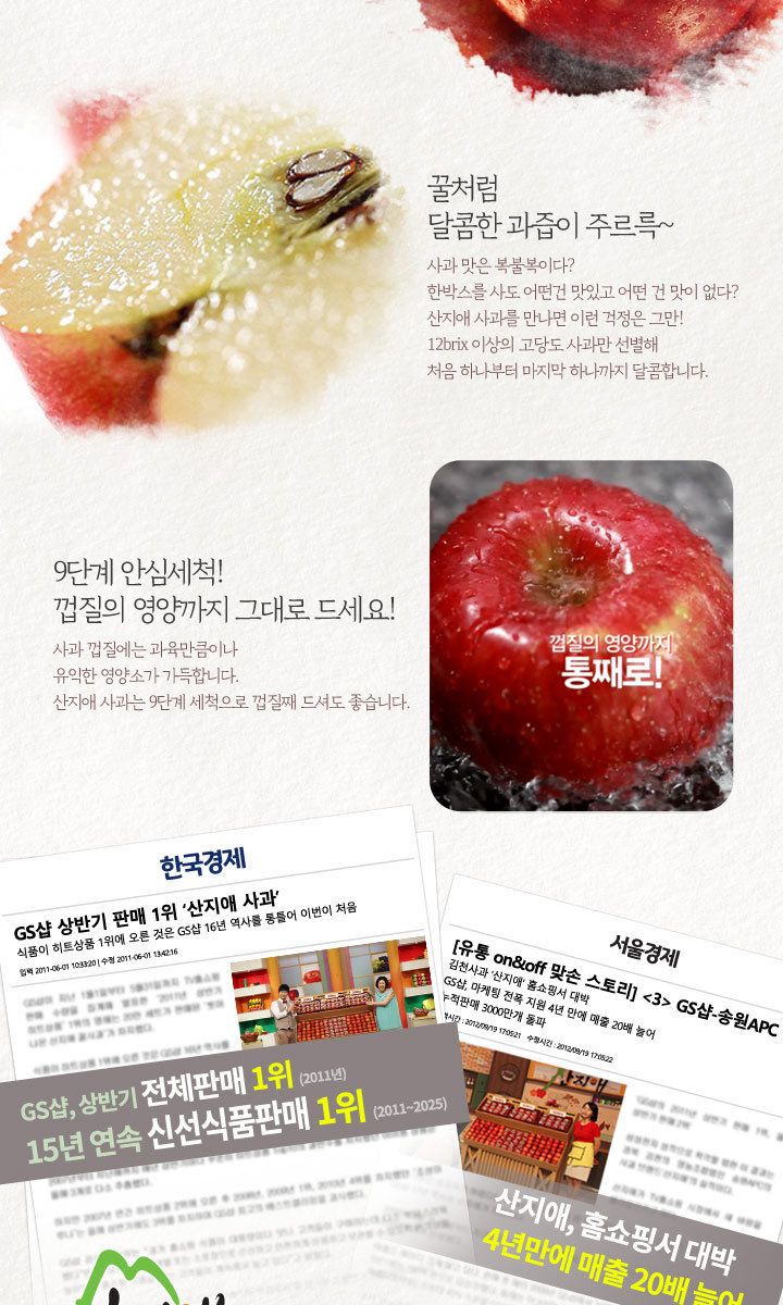 산지애 햇사과 5.4kg (2.7kg*2박스, 총 18~26과, 중과)