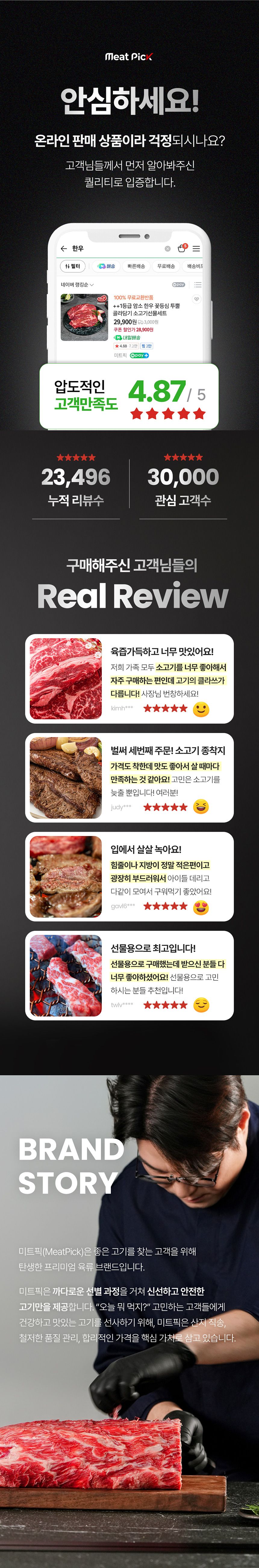 미트픽 1++ 한우 등심 200g 투뿔 소고기 선물세트