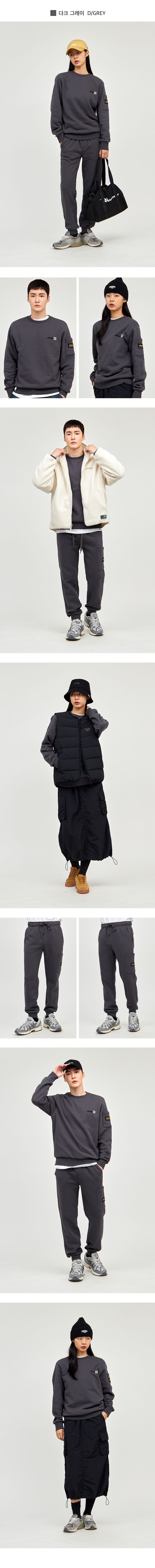 지프 23FW 액티브 기모 맨투맨 티셔츠+스웨트 카고조거팬츠 2종 세트