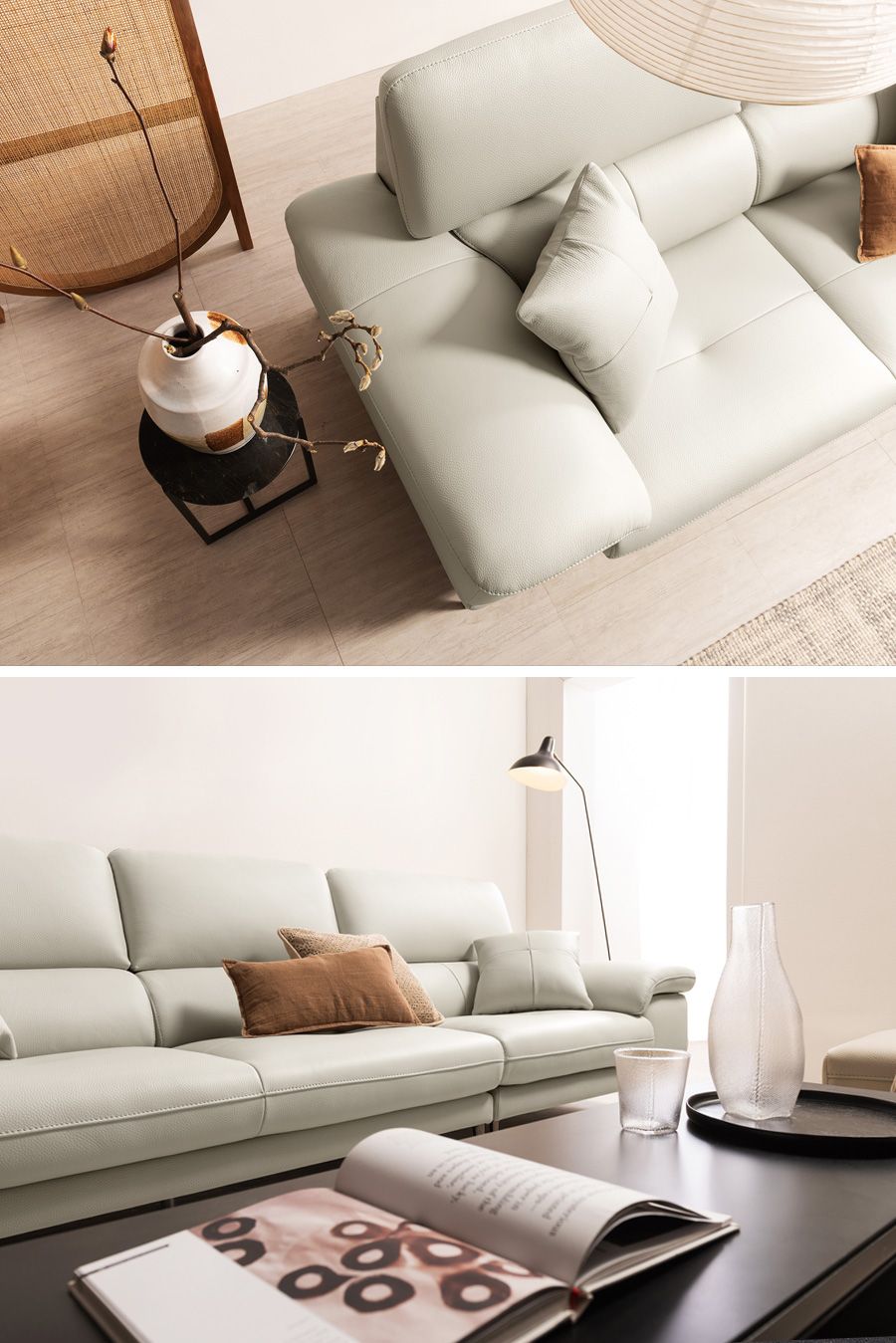 [자코모] 바스토 4인 럭스 이태리 통가죽 소가죽 소파+스툴