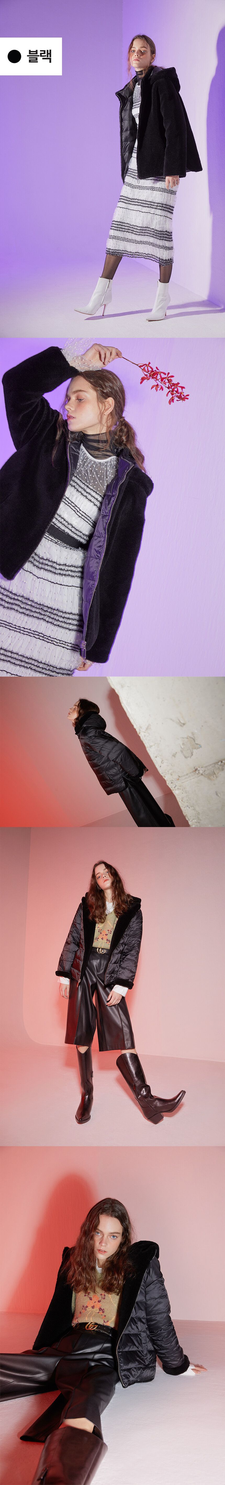 퍼플레이 리버시블 양모 후드 다운