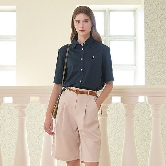 [U.S. POLO ASSN.] USPA 여성 린넨블렌딩 하프셔츠 1종
