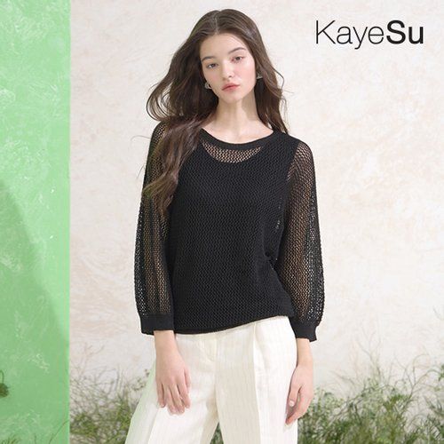 [런칭가 79,900원][Kayesu] 케이수 쿨 린넨 블렌딩 홀가먼트 크로쉐 니트 3종+슬리브리스 1종