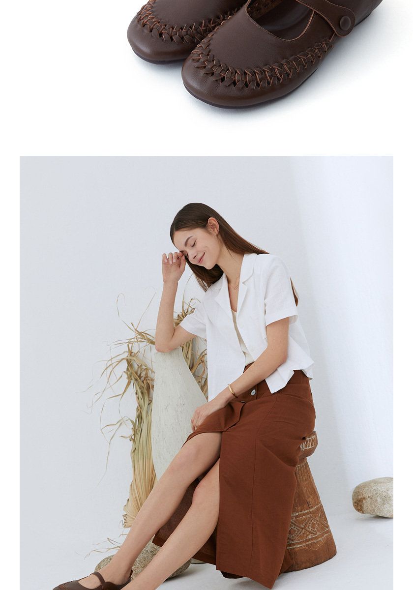 [에코에] 소가죽 위빙 컴포트화