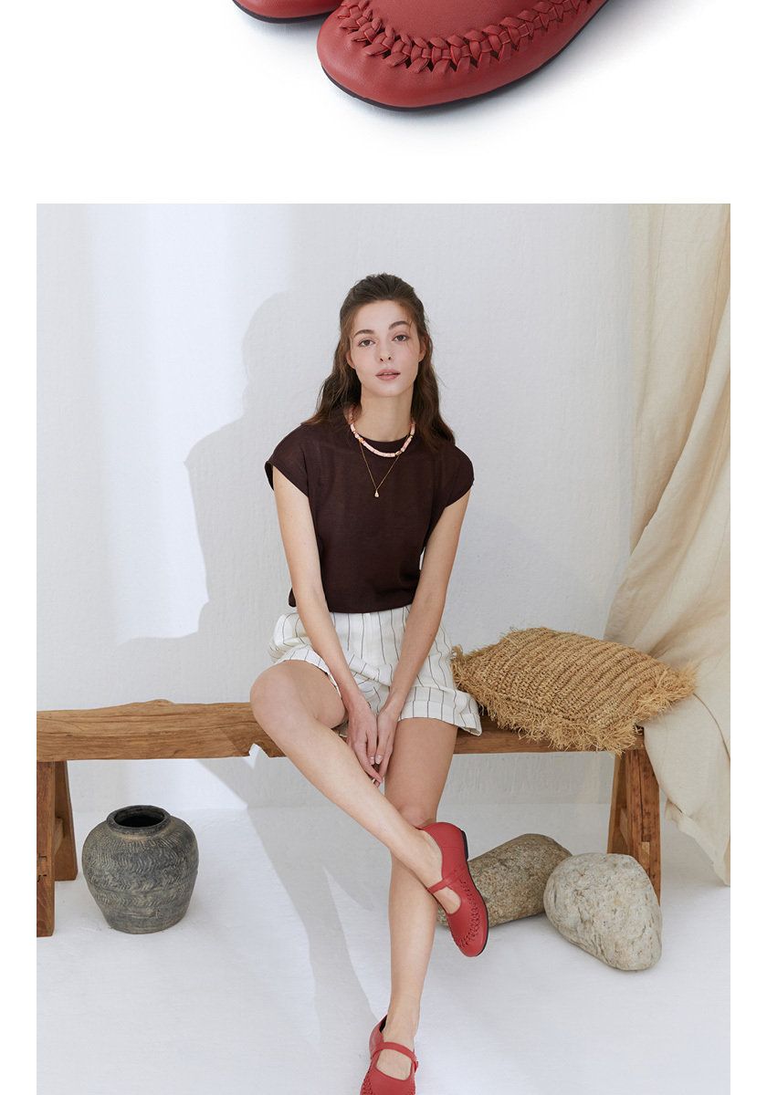 [에코에] 소가죽 위빙 컴포트화