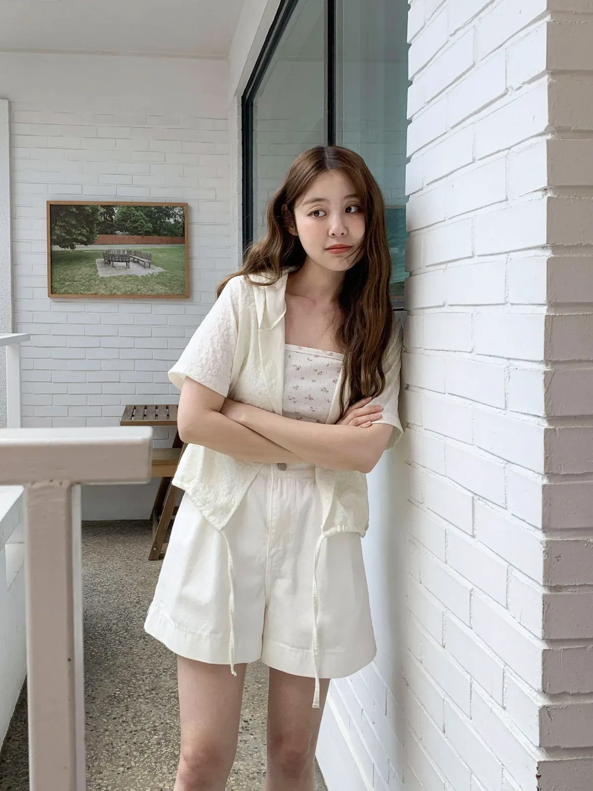 |KMH3D9A|여성 플라워 디자인 루즈핏 후드 셔츠