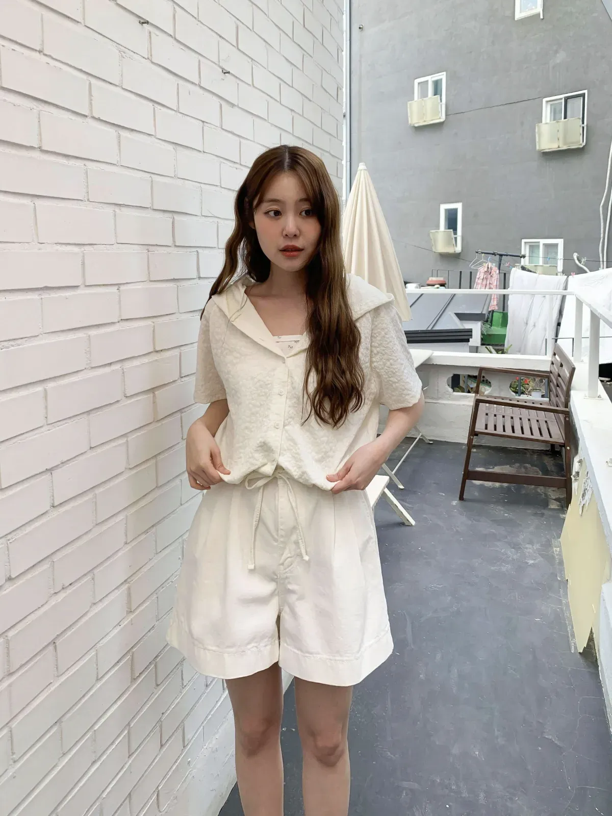 |KMH3D9A|여성 플라워 디자인 루즈핏 후드 셔츠