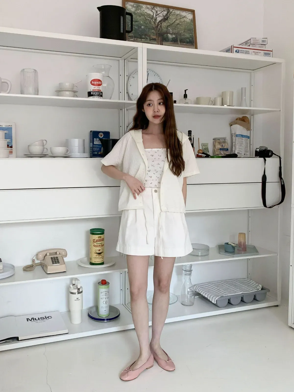 |KMH3D9A|여성 플라워 디자인 루즈핏 후드 셔츠