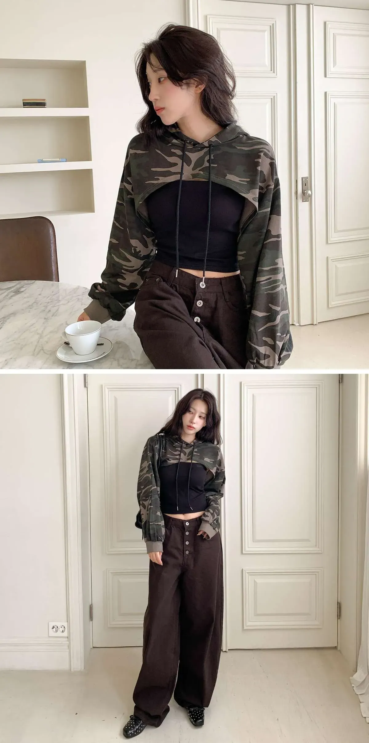 |KHT9C66|여성 후드티 힙무드 볼레로 레이어드 상의