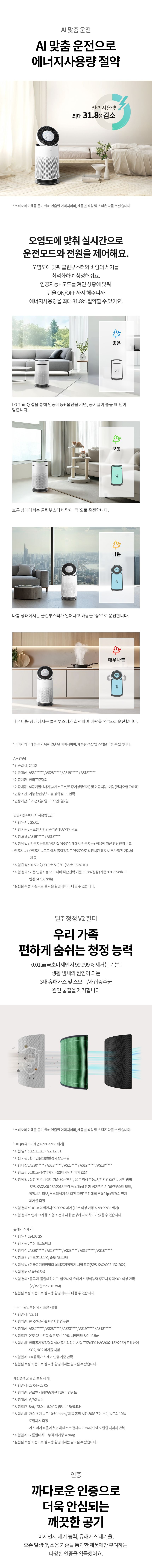LG 퓨리케어 AI 360 공기청정기 플러스 18형+무빙휠 AS185DWWDM