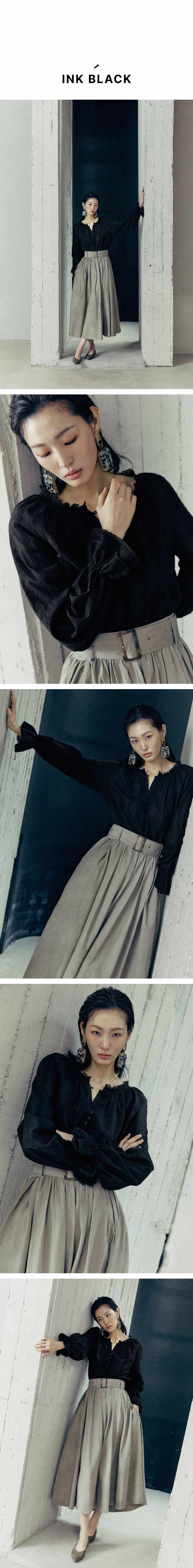 르네크루 아사면 자카드 레이스 블라우스