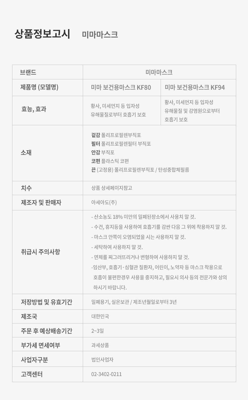 미마 보건용마스크 대형 흰색 30개입(KF94)